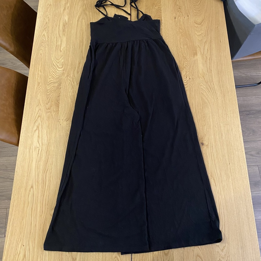 Asos designs bandeau romper women's size 4 Black Wide leg Bow Bodice